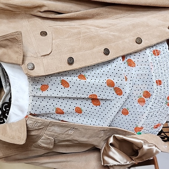 2 pc For Joseph Suede Jacket & XX3 Sheer Strawberry Top BUNDLE 2 PIECE both sz S - Picture 3 of 17